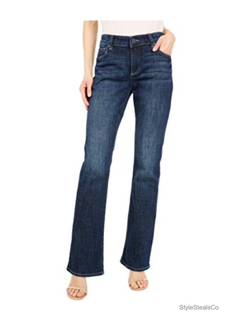 High Rise Bootcut Jeans Fitted Five Pocket Denim Casual